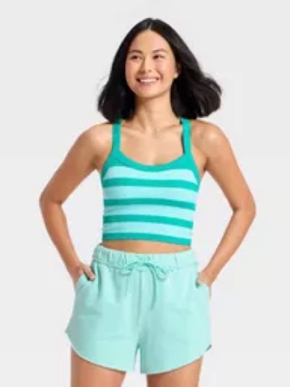 Womens Striped Top in Aqua Teal size XXL NWT